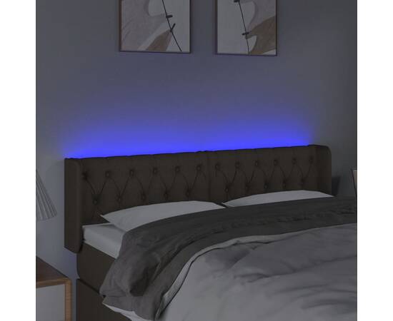 Tăblie de pat cu led, gri taupe, 163x16x78/88 cm, textil, 4 image