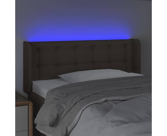 Tăblie de pat cu led, gri taupe, 83x16x78/88 cm, textil, 4 image