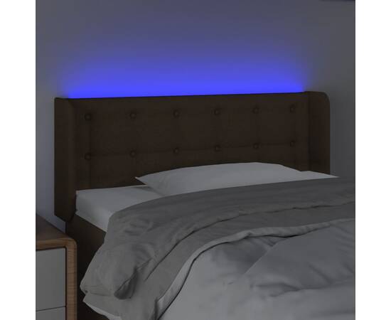 Tăblie de pat cu led, maro închis, 103x16x78/88 cm, textil, 4 image