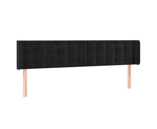 Tăblie de pat cu led, negru, 203x16x78/88 cm, catifea, 3 image