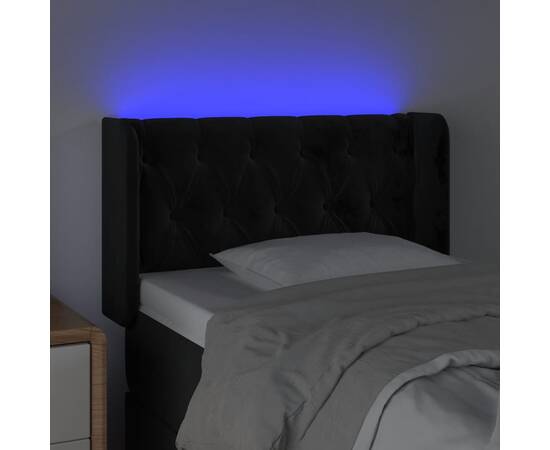 Tăblie de pat cu led, negru, 83x16x78/88 cm, catifea, 4 image