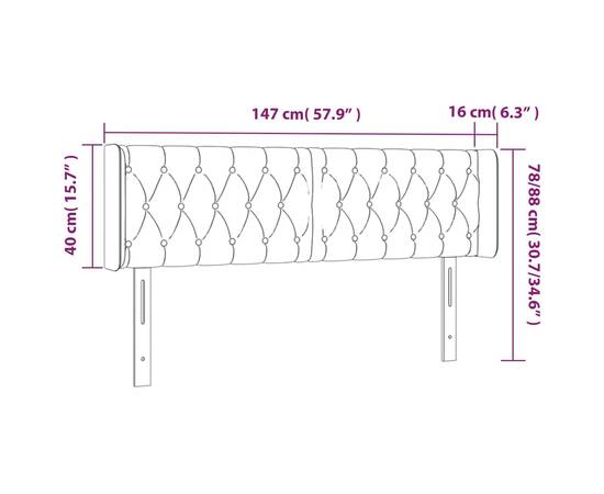 Tăblie de pat cu led, verde, 147x16x78/88 cm, textil, 6 image