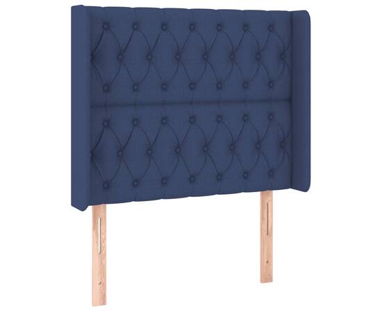 Tăblie de pat cu led, albastru, 103x16x118/128 cm, textil, 3 image