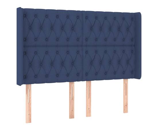 Tăblie de pat cu led, albastru, 147x16x118/128 cm, textil, 3 image