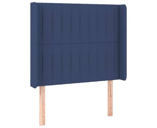 Tăblie de pat cu led, albastru, 83x16x118/128 cm, textil, 3 image