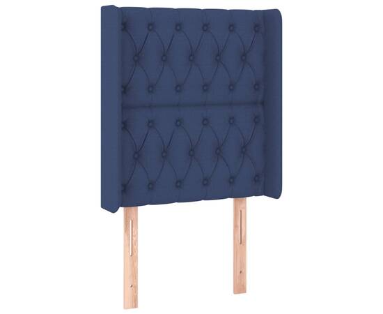 Tăblie de pat cu led, albastru, 83x16x118/128 cm, textil, 3 image