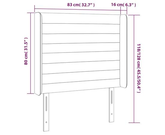 Tăblie de pat cu led, albastru, 83x16x118/128 cm, textil, 6 image