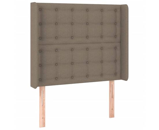 Tăblie de pat cu led, gri taupe, 83x16x118/128 cm, textil, 3 image