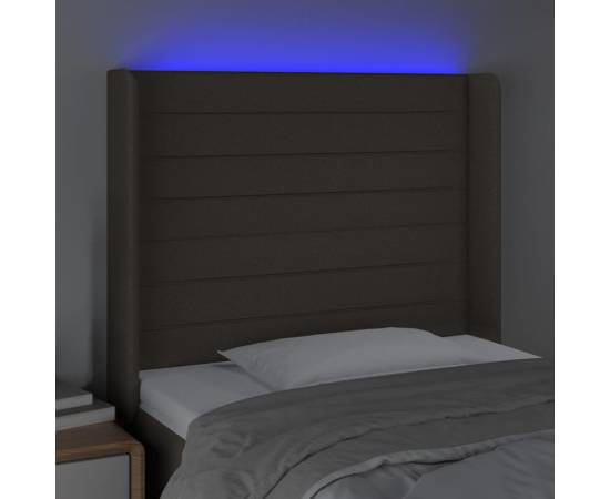 Tăblie de pat cu led, gri taupe, 83x16x118/128 cm, textil, 4 image