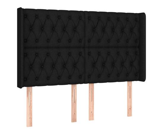 Tăblie de pat cu led, negru, 147x16x118/128 cm, textil, 3 image