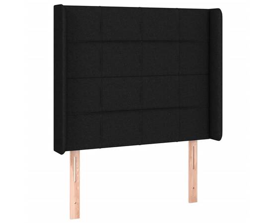 Tăblie de pat cu led, negru, 93x16x118/128 cm, textil, 3 image