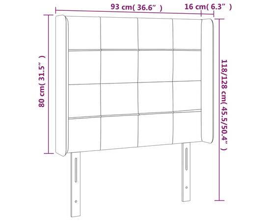 Tăblie de pat cu led, negru, 93x16x118/128 cm, textil, 6 image