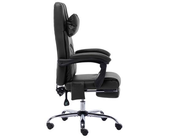 Scaun de birou cu masaj, negru, piele ecologică, 3 image