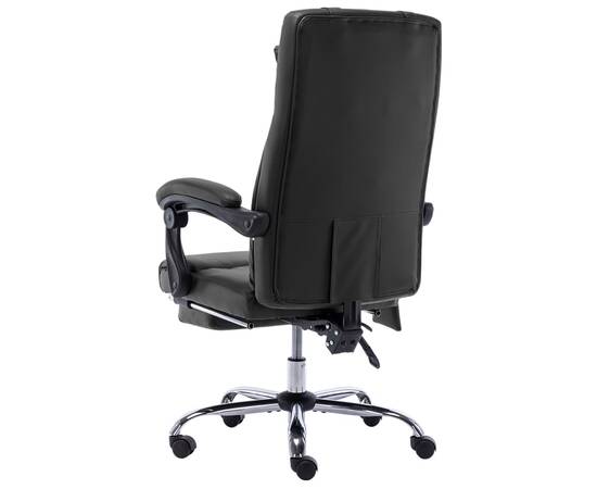 Scaun de birou cu masaj, negru, piele ecologică, 4 image