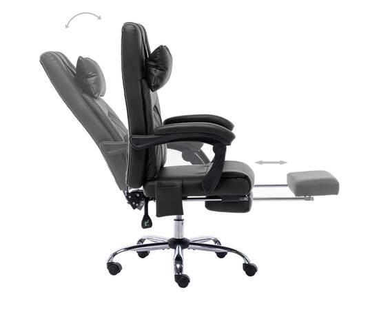 Scaun de birou cu masaj, negru, piele ecologică, 5 image