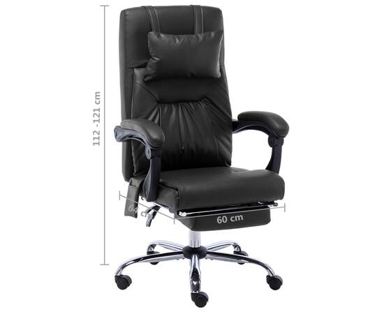 Scaun de birou cu masaj, negru, piele ecologică, 8 image