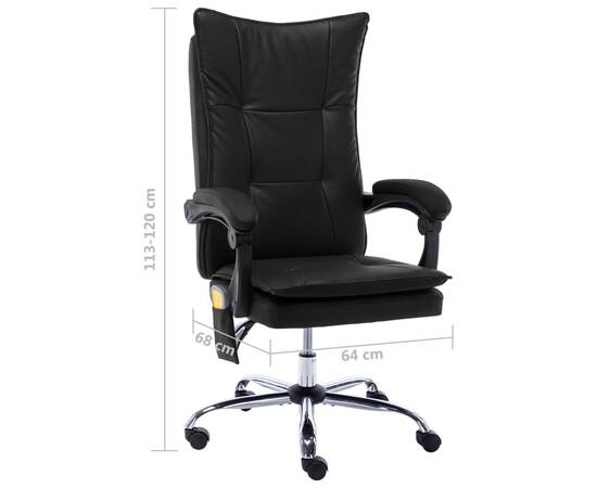 Scaun de birou cu masaj, negru, piele ecologică, 10 image