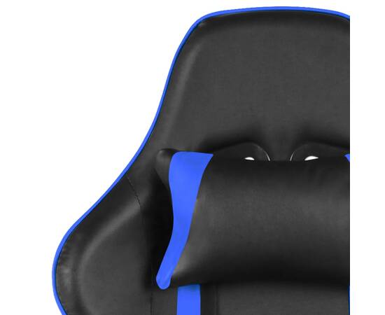 Scaun de jocuri pivotant cu suport de picioare, albastru, pvc, 7 image