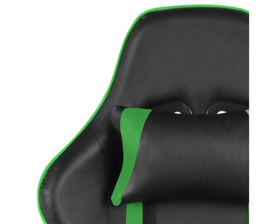 Scaun de jocuri pivotant cu suport de picioare, verde, pvc, 7 image