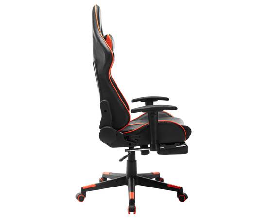 Scaun gaming cu suport picioare, negru/oranj, piele ecologică, 3 image