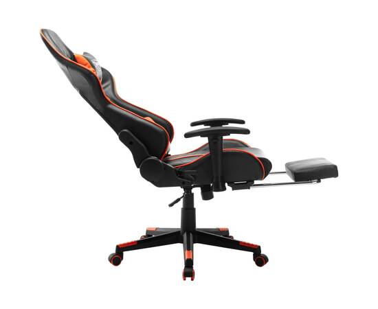 Scaun gaming cu suport picioare, negru/oranj, piele ecologică, 7 image
