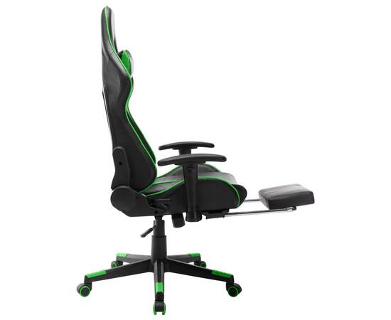 Scaun jocuri cu suport picioare, negru/verde, piele artificială, 5 image