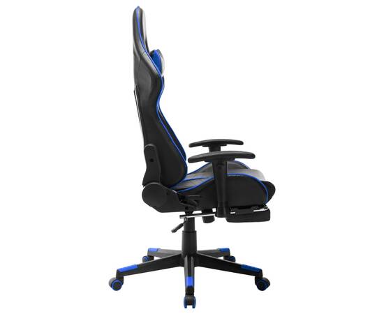 Scaun jocuri suport picioare, negru/albastru, piele artificială, 3 image