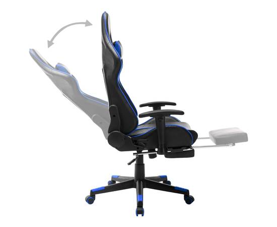 Scaun jocuri suport picioare, negru/albastru, piele artificială, 6 image