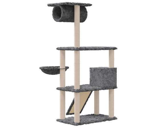 Ansamblu de pisici, stâlpi din funie sisal, gri închis, 131 cm, 5 image