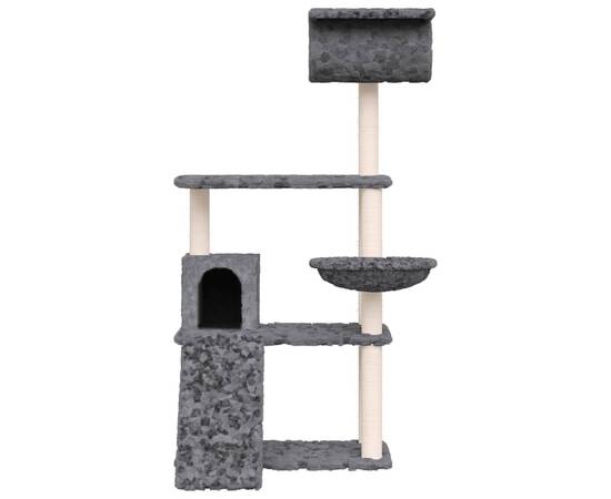 Ansamblu de pisici, stâlpi din funie sisal, gri închis, 131 cm, 3 image
