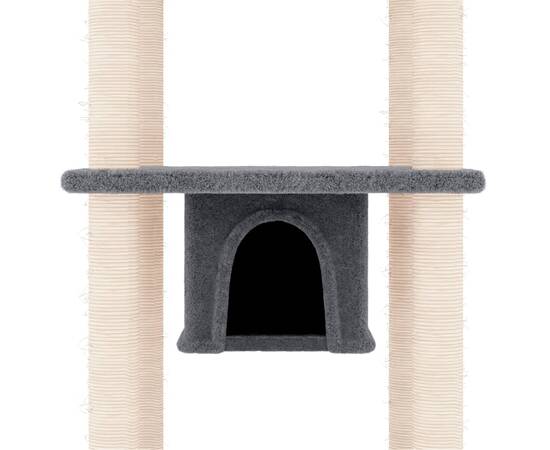 Ansamblu de pisici, stâlpi din funie sisal, gri închis, 169 cm, 6 image