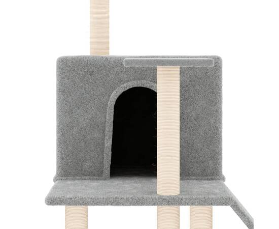 Ansamblu de pisici, stâlpi din funie sisal, gri deschis, 109 cm, 6 image