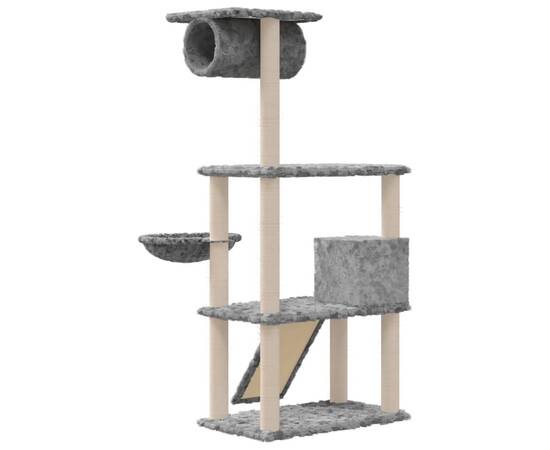 Ansamblu de pisici, stâlpi din funie sisal, gri deschis, 131 cm, 5 image