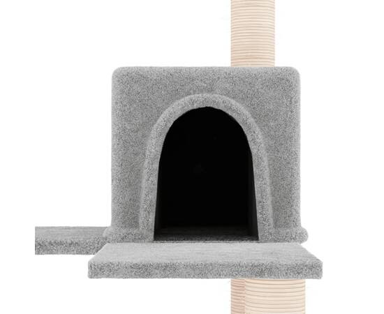 Ansamblu de pisici, stâlpi din funie sisal, gri deschis, 153 cm, 6 image