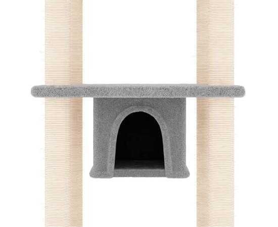 Ansamblu de pisici, stâlpi din funie sisal, gri deschis, 169 cm, 6 image