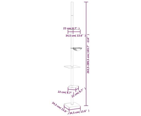 Ansamblu pisici din podea până la tavan, crem, 263,5-289,5 cm, 8 image