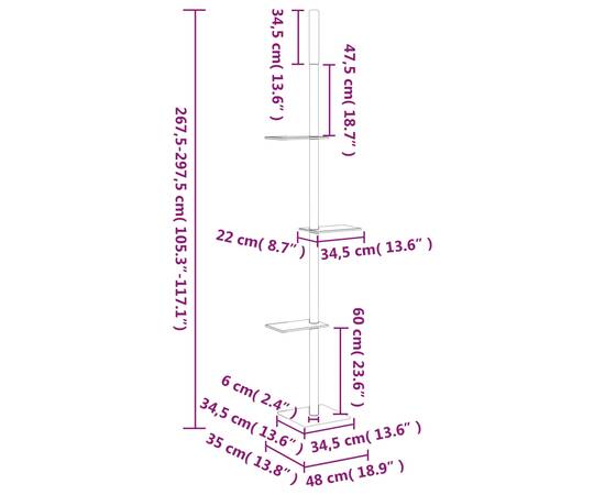 Ansamblu pisici din podea până la tavan, crem, 267,5-297,5 cm, 9 image