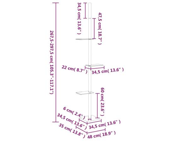 Ansamblu pisici podea până la tavan, gri închis, 267,5-297,5 cm, 9 image