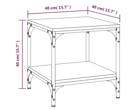 Masă laterală, stejar sonoma, 40x40x40 cm, lemn prelucrat, 8 image