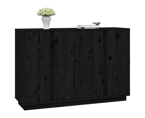 Servantă, negru, 120x35x80 cm, lemn masiv de pin, 4 image