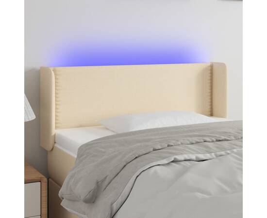 Tăblie de pat cu led, crem, 103x16x78/88 cm, textil