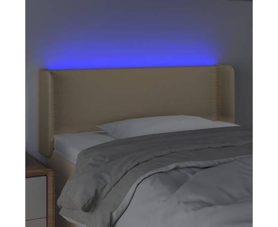 Tăblie de pat cu led, crem, 103x16x78/88 cm, textil, 4 image