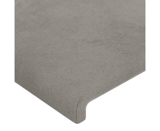 Tăblie de pat cu led, gri deschis, 183x16x78/88 cm, catifea, 5 image