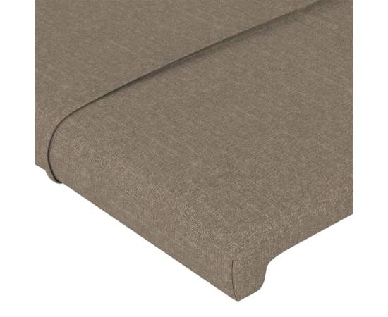 Tăblie de pat cu led, gri taupe, 183x16x78/88 cm, textil, 5 image