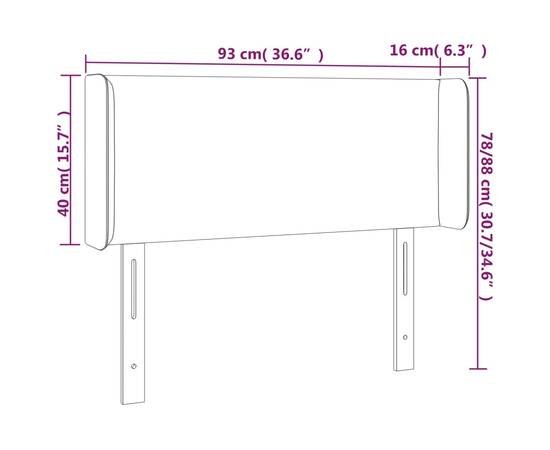 Tăblie de pat cu led, negru, 93x16x78/88 cm, catifea, 6 image