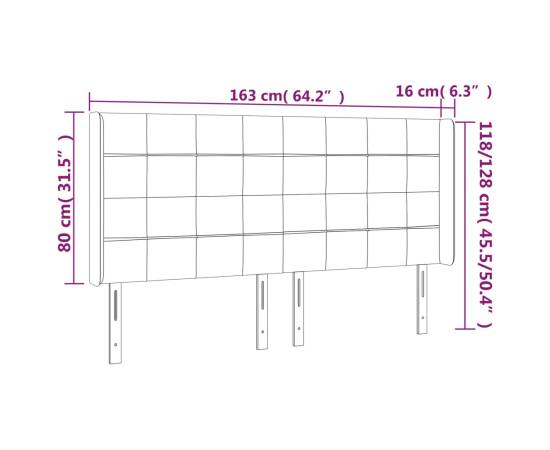 Tăblie de pat cu led, albastru, 163x16x118/128 cm, textil, 6 image