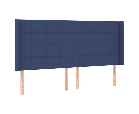 Tăblie de pat cu led, albastru, 203x16x118/128 cm, textil, 3 image