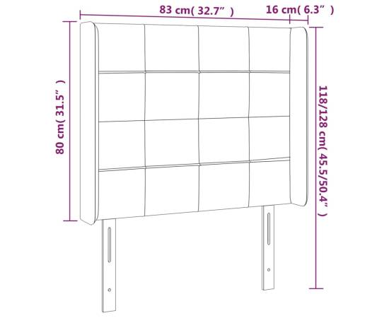 Tăblie de pat cu led, albastru, 83x16x118/128 cm, textil, 6 image