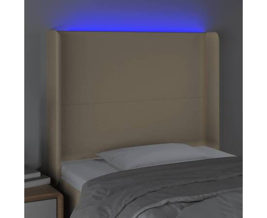 Tăblie de pat cu led, crem, 103x16x118/128 cm, textil, 3 image