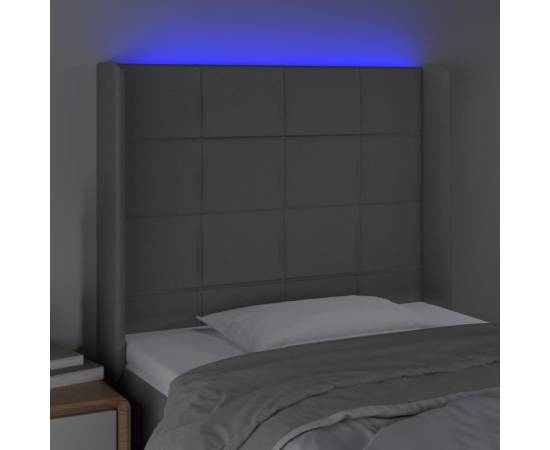 Tăblie de pat cu led, gri deschis, 103x16x118/128 cm, textil, 4 image